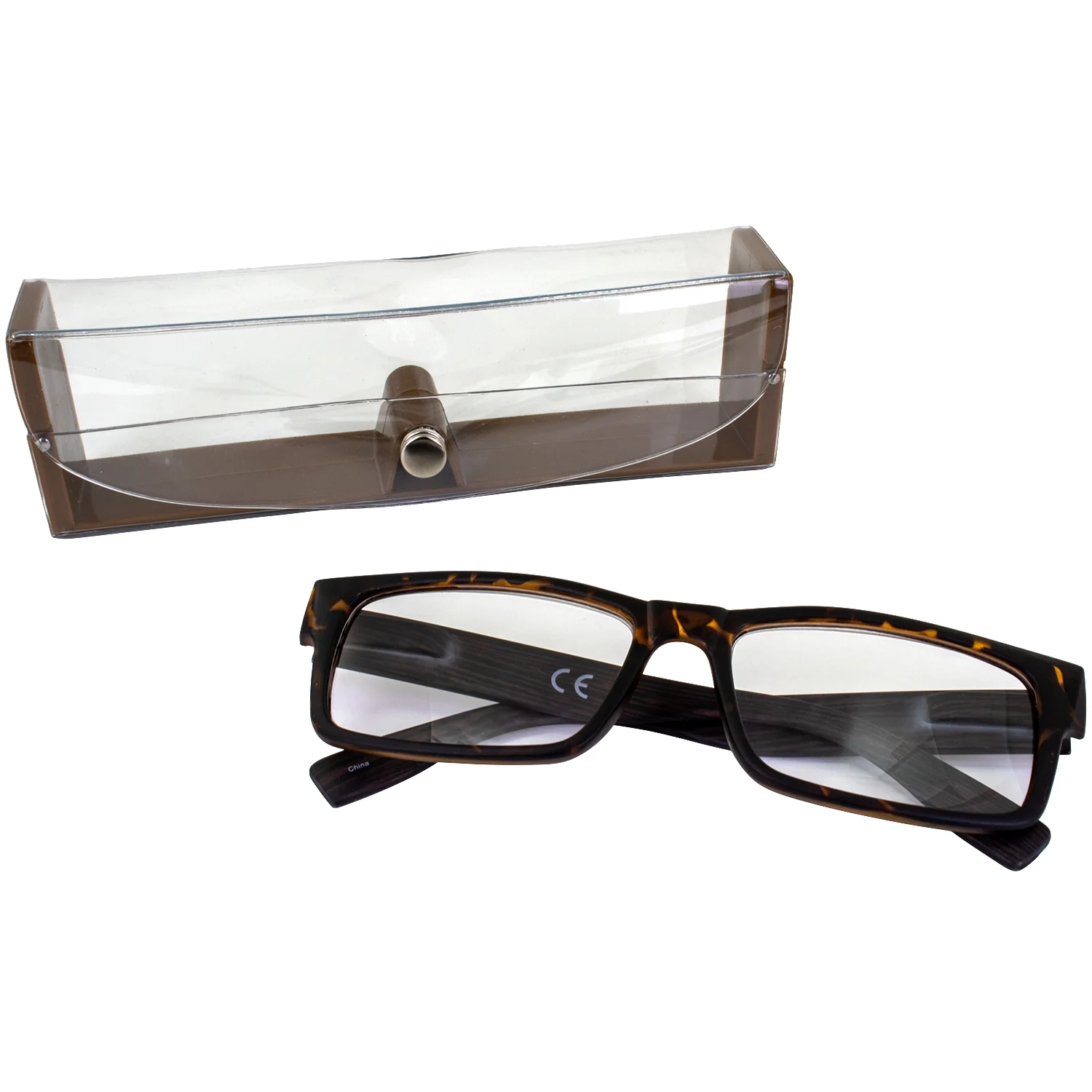 Global Vision Wood Premium Reader Glasses Polycarbonate Tortoise Frame with Simulated Woodgrain Dark Brown Temples Acrylic Clear Reading Lenses +2.0 Magnification Reading Glasses for Men Women