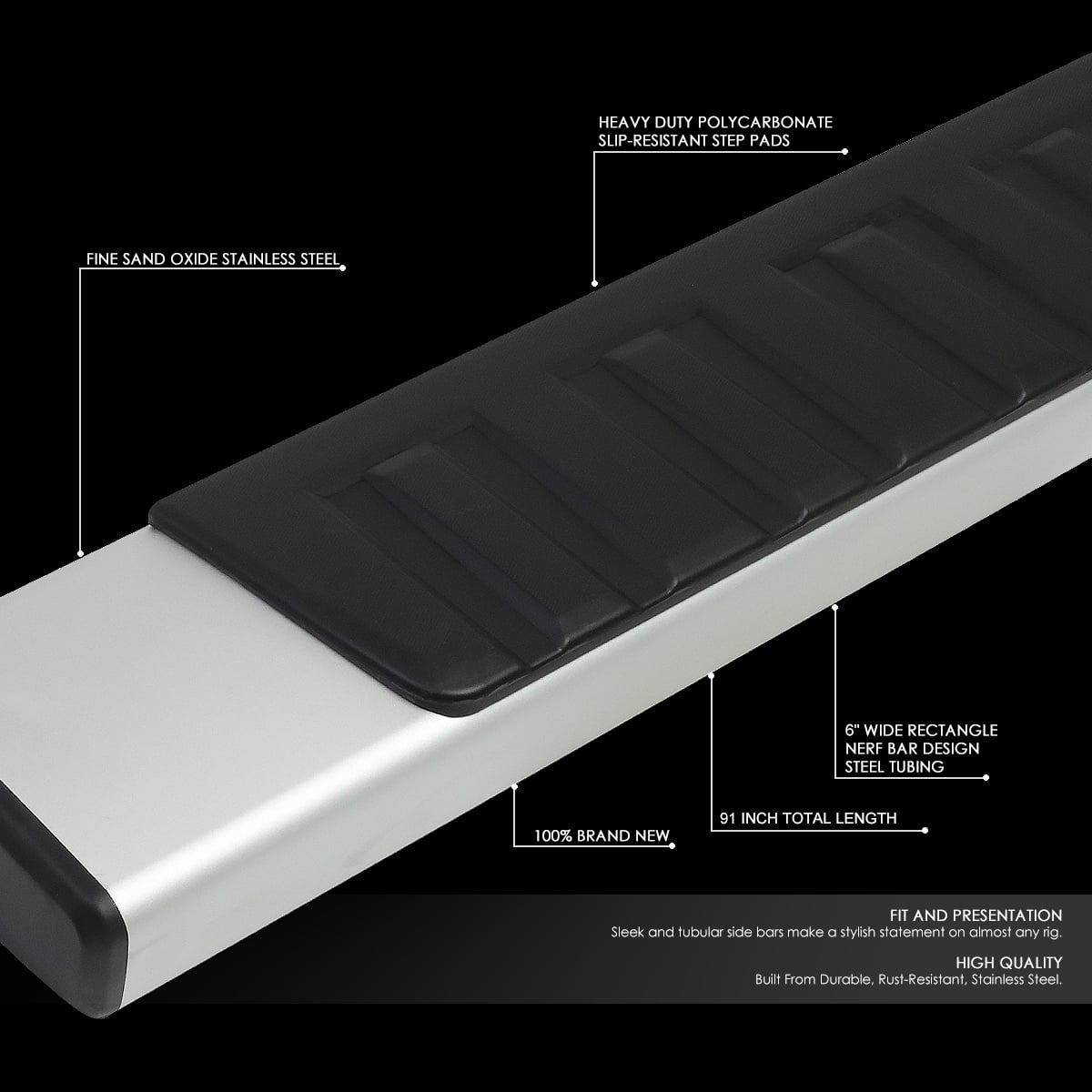 DNA Motoring STEPB-ZTL-8066 For 1999 to 2016 Ford F-250 / F-350 / F-450 / F-550 Super Duty SuperCrew Cab Stainless Steel 6