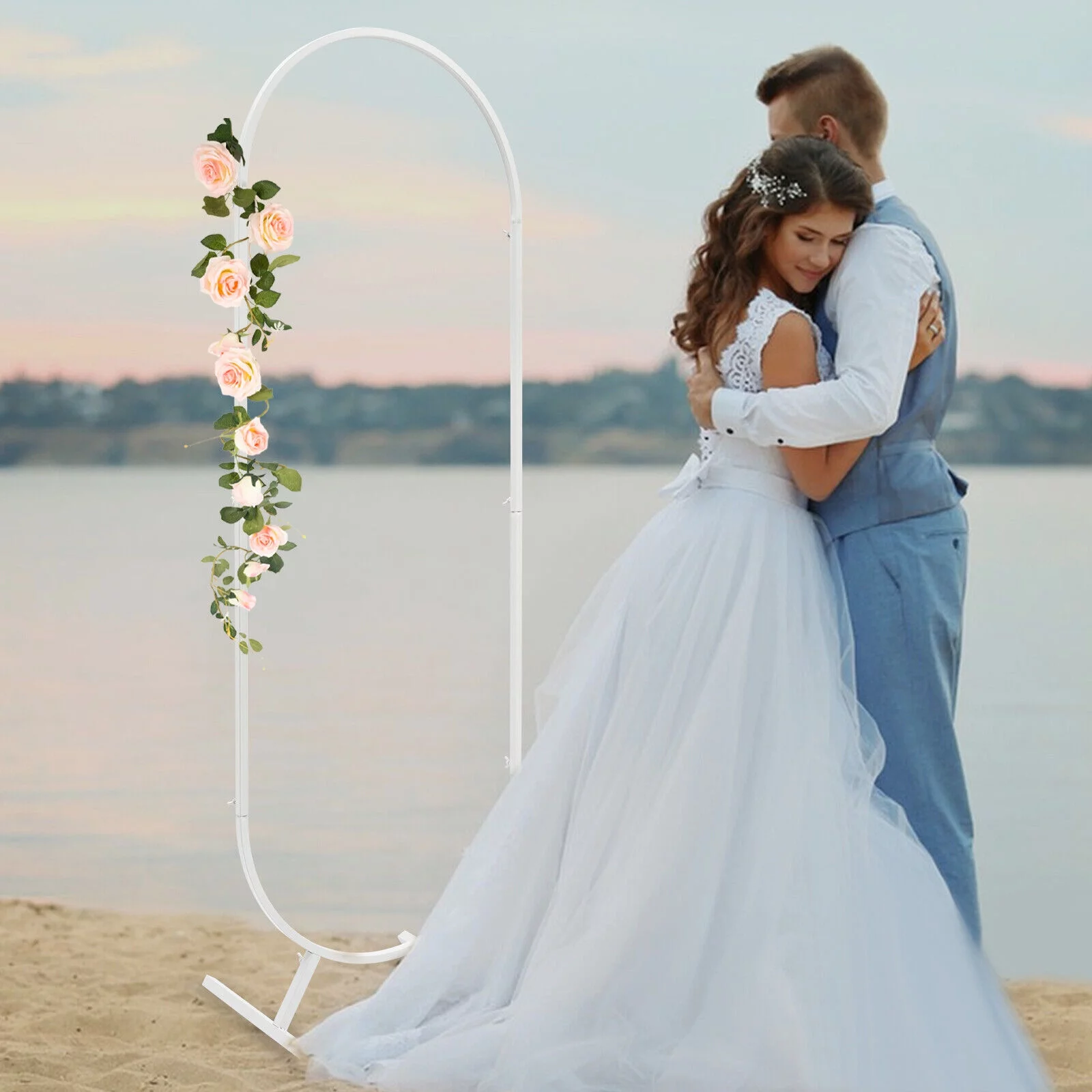 Metal Arch Backdrop Stand Wedding Stand Arch Backdrop Flower Shelf Frame Modern Ceremony Party Decor White