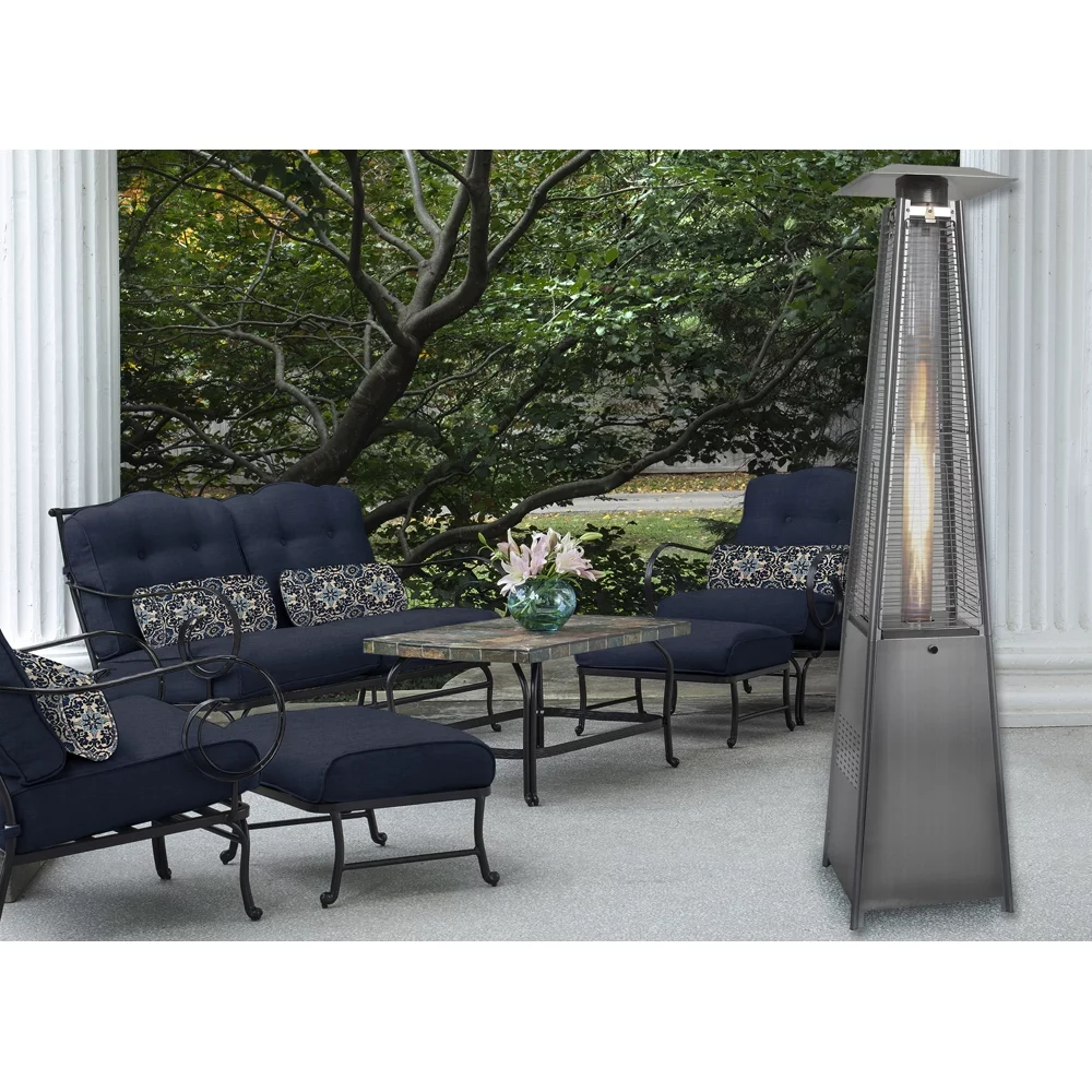 Hanover 7 ft. 42,000 BTU Pyramid Propane Patio Heater in Stainless Steel