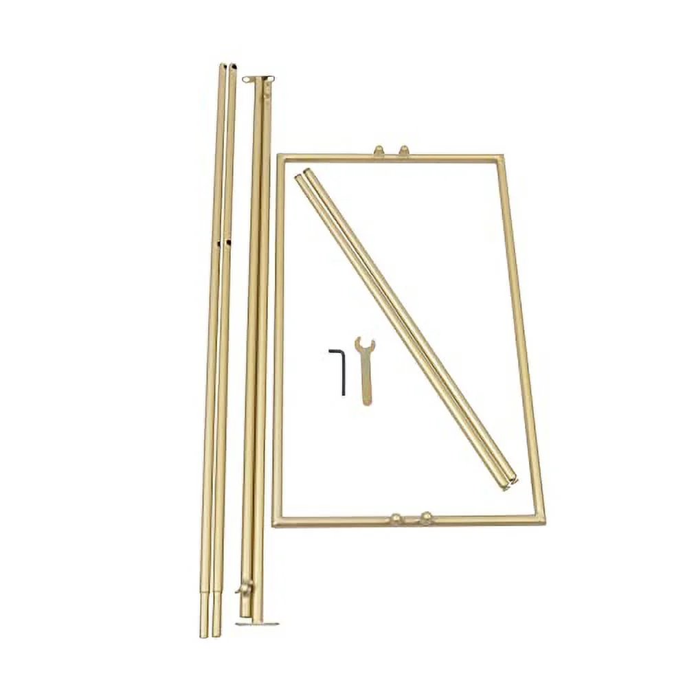 1.7×5.1ft Square Wedding Arch Stand with Bases, Wedding Backdrop Stand, Metal Garden Arch Stand, Arbor Frame for Weddings Party Event Decoration(Golden)