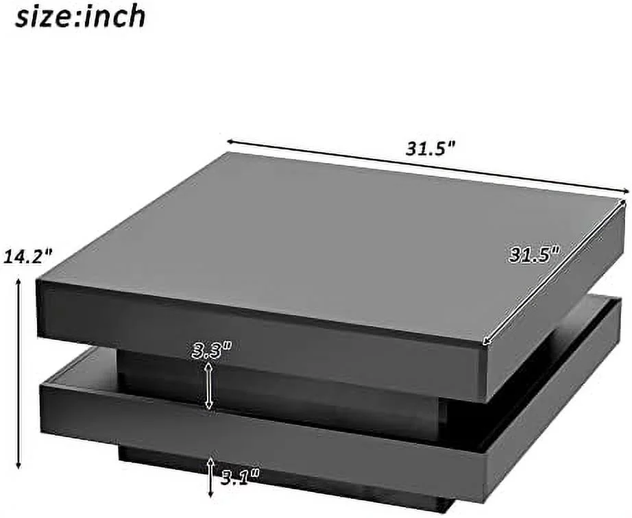 xrboomlife 47.2'' 2-Tier LED Light White Coffee Table  Modern Industrial Design Cocktail Table with 16-Color LED Lighting and  Remote Control for Livingroom