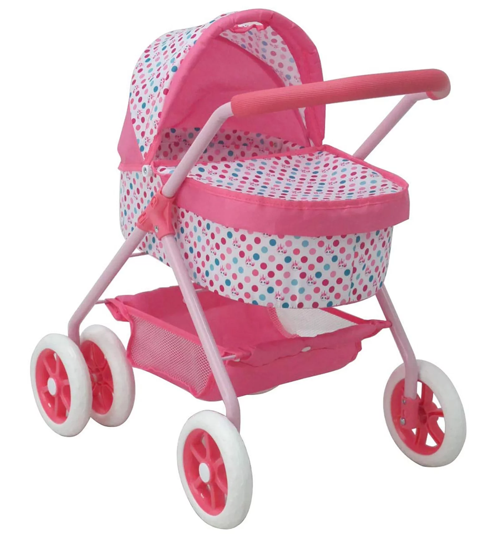KOOKAMUNGA KIDS Baby Doll Stroller Reversible Forward & Backward Facing Pram Removable Bassinet & Bed Retractable Canopy Storage Basket Changing Bag for Dolls up to 18”