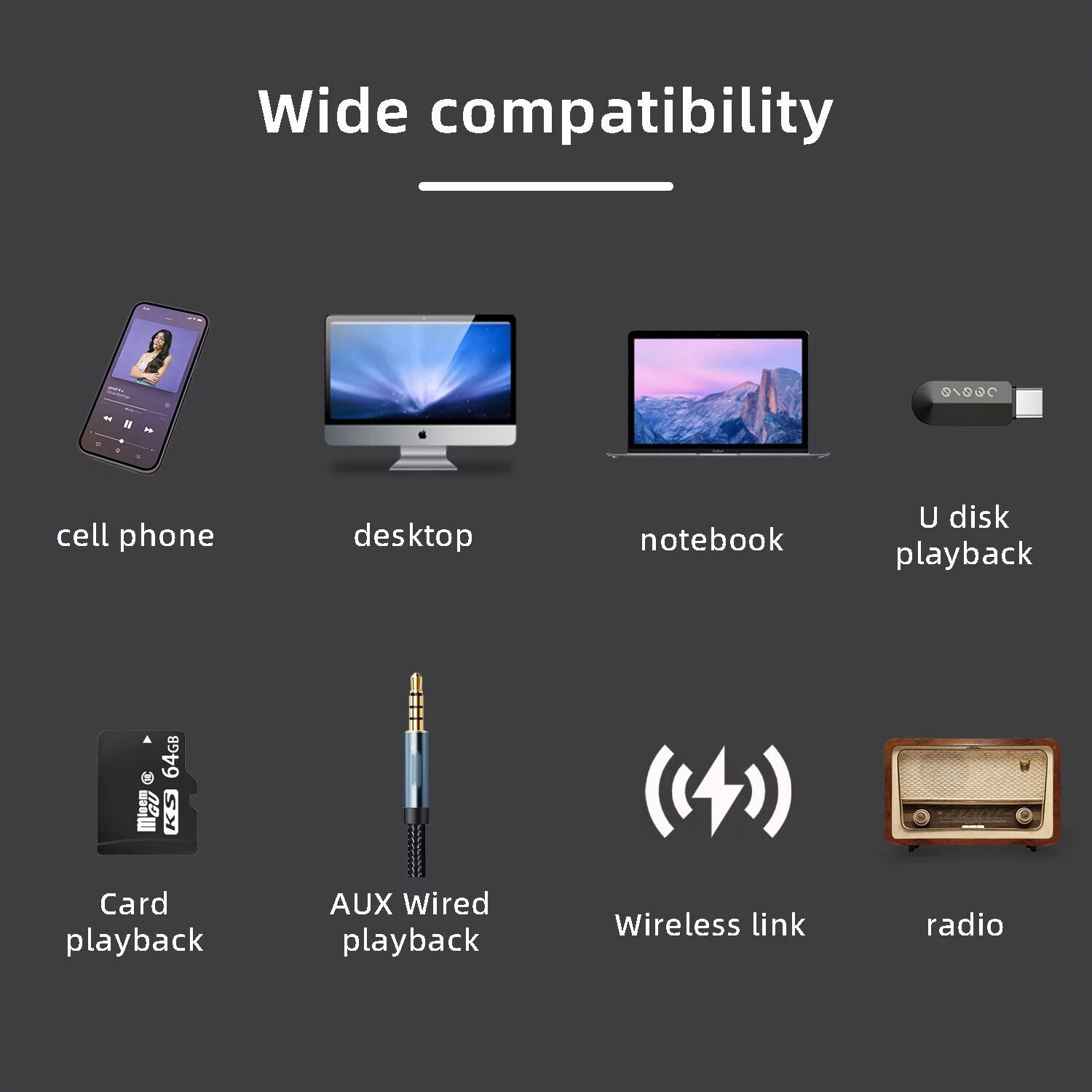 Bluetooth 5.0 Dual Speakers Surround Sound Bar System Subwoofer TV Home Theater