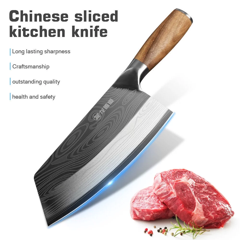 8-Inch Meat Cleaver Knife, 7″ Butcher Knife with High Carbon German Steel and Ergonomic Handle