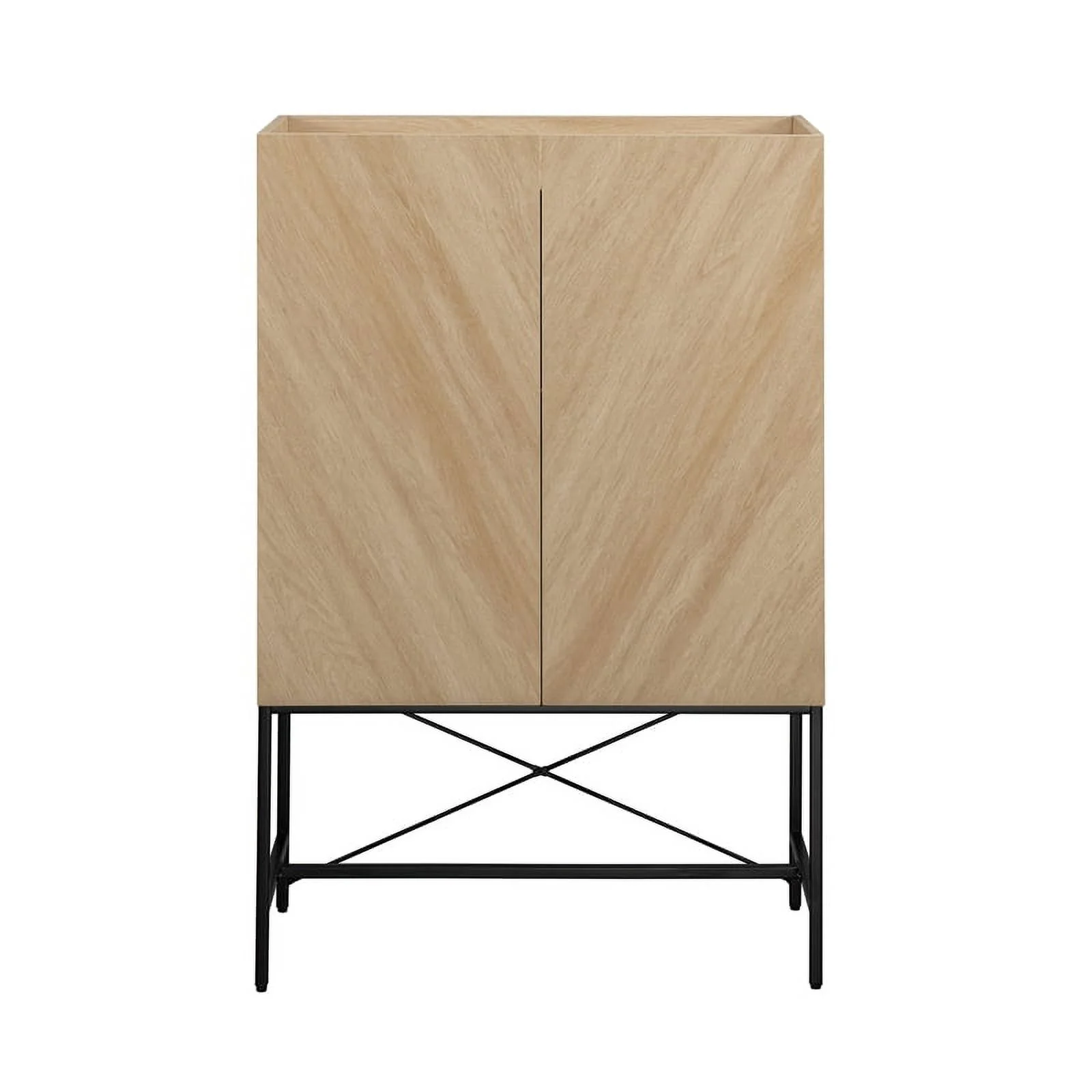 Contemporary 2-Door Wood Accent Cabinet with Inset Top - Coastal Oak