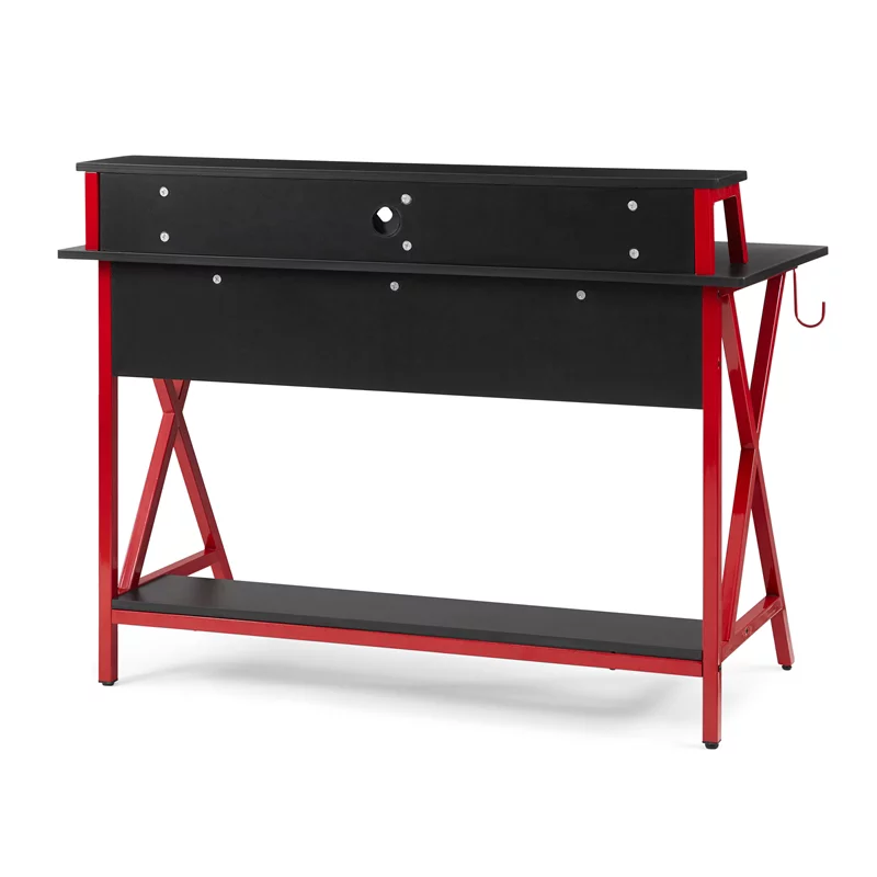 Linon Grayson LED Metal and Wood Gaming Desk in Black and Red