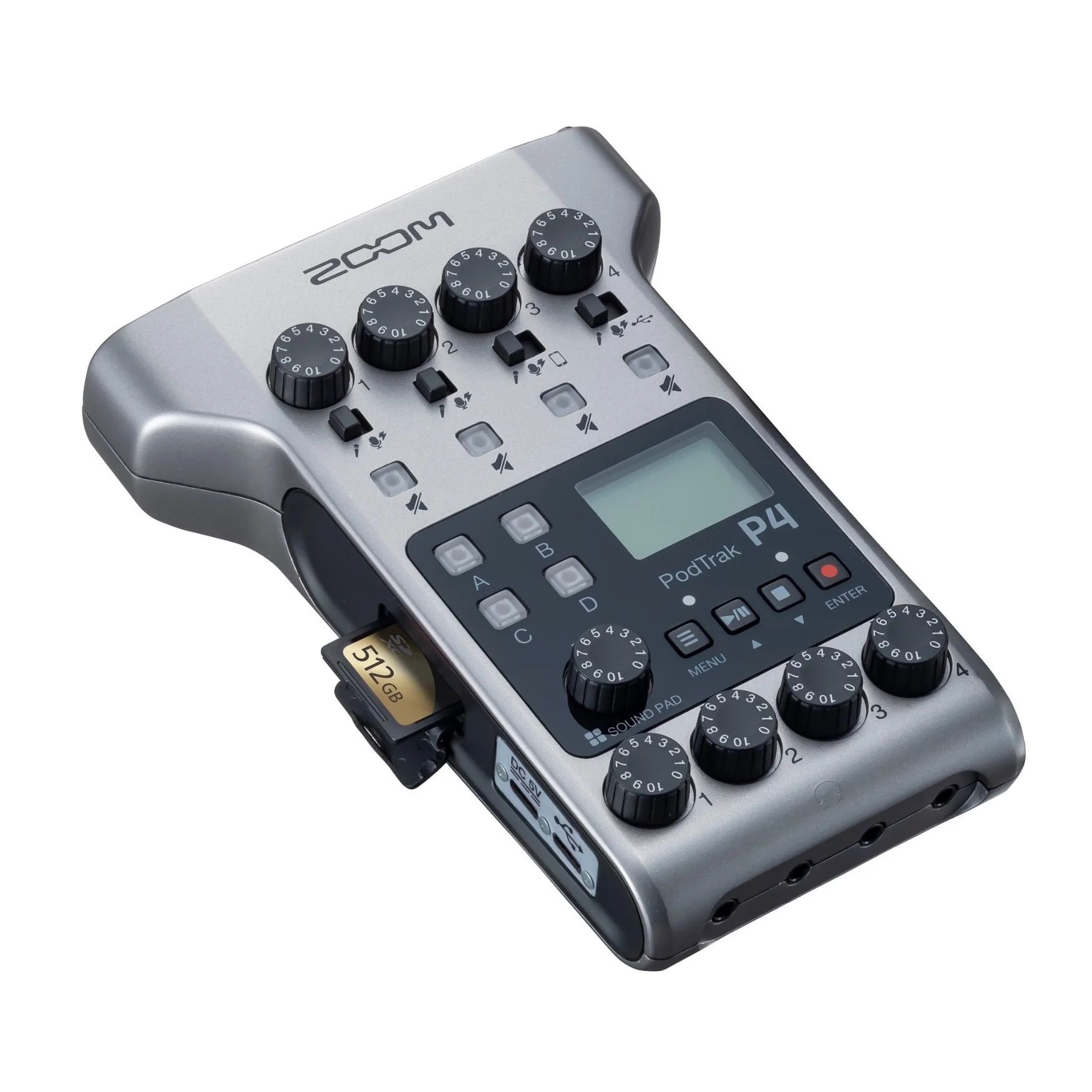 Zoom PodTrak P4 Portable Multitrack Recorder Bundle with ZDM-1 Podcast Pack
