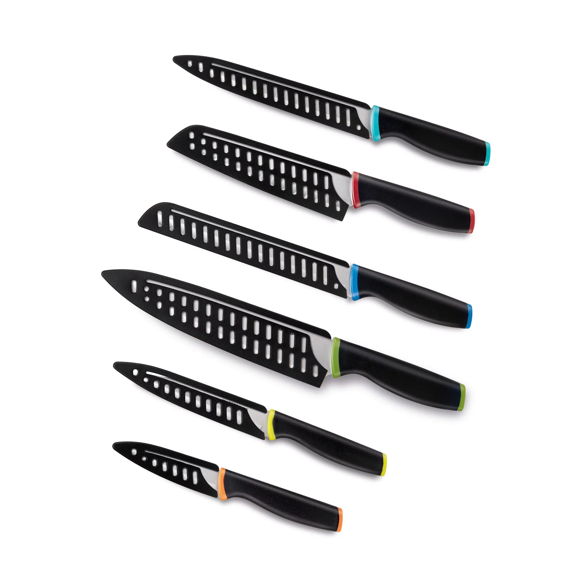 Masterpan  Knife Set with Protective Blade Covers, Stainless Steel Blade & Non-Slip Handle - 12 Piece