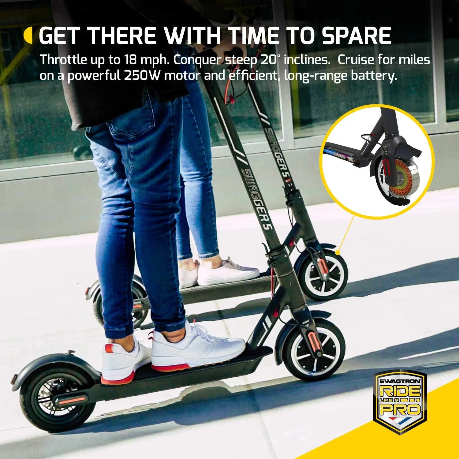 Swagtron Commuter Electric Scooter Folding & Portable Long Range Swagger 5 (Recertified)