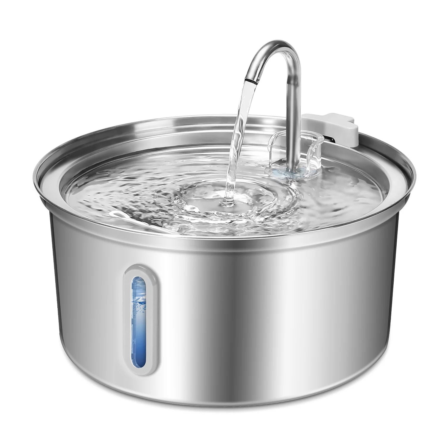 ZEKIRY Cat Water Fountain Stainless Steel, 108oz/3.2L Pet Water Fountain with Window, Ultra Quiet Cat Fountains for Drinking, Faucet Water Fountain for Cats and Dogs, Cat Drinking Fountain