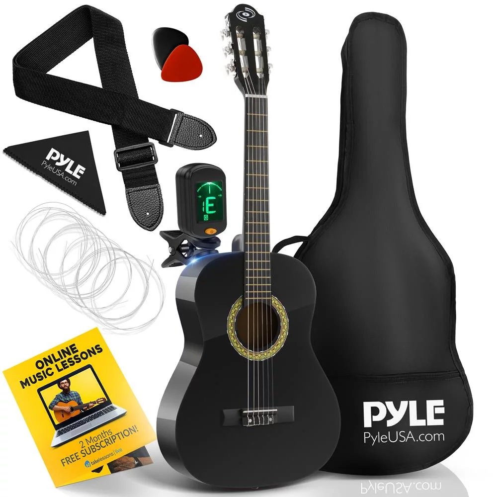 Pyle Classical Acoustic Guitar 36 Inch Junior Size Beginner Starter Kit , Kids, Adults