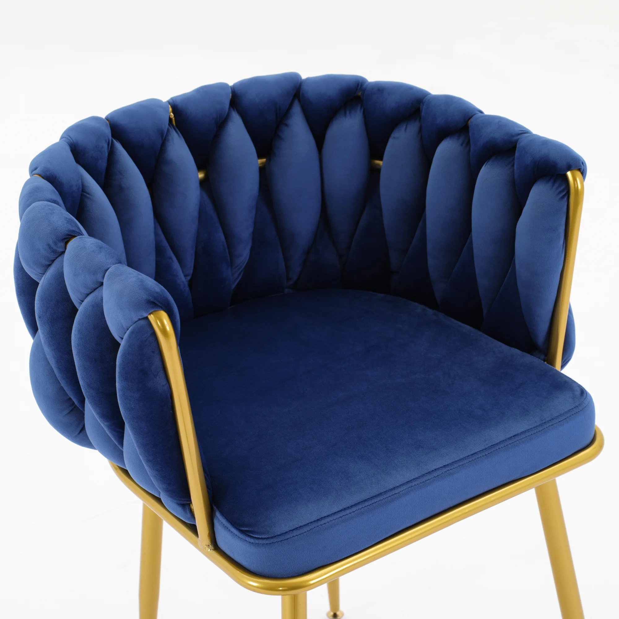 Living Room Chairs,Velvet Makeup Vanity Chair with Back Arm Modern Bedroom Accent Chair Elegant Comfy Single upholstered Chair with Gold Metal Legs (blue,2 set)