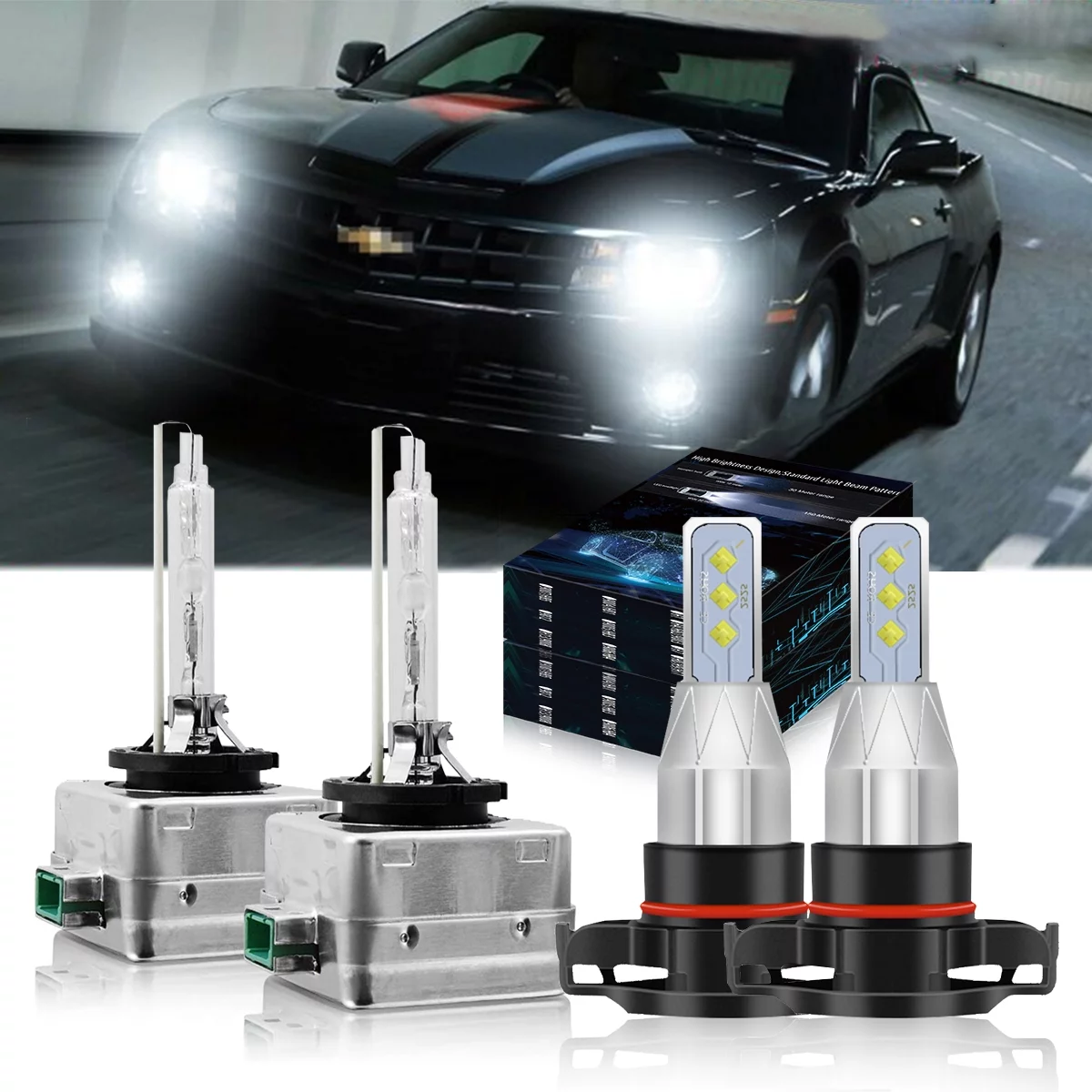 5202 D3S Xenon bulbs for 2008-11 Ford Mustang LED Headlights High Low Beam 4pc