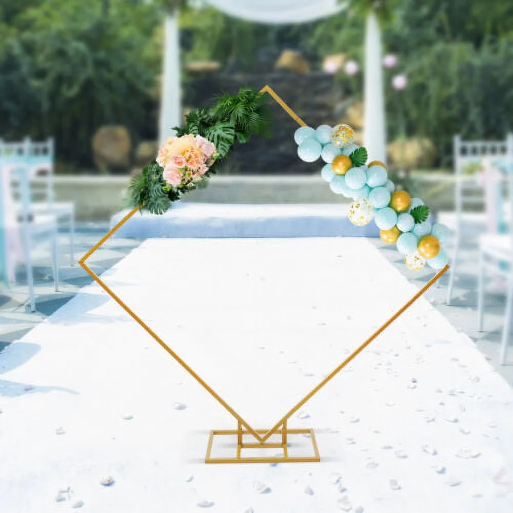 Backdrop Stand Metal Wedding Balloon Arch Kit 6.6ft Gold Square 2m Decor Frame