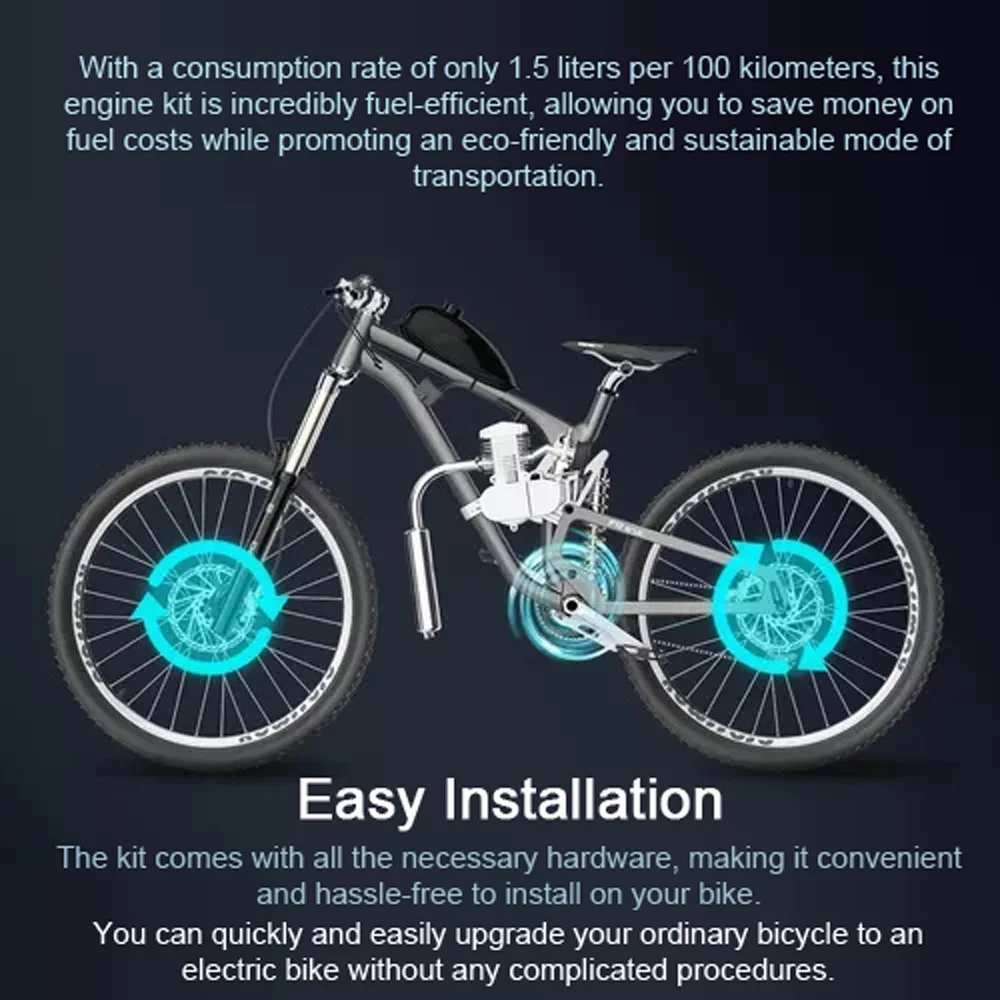 Radirus ESC,80CC Fit 26/28 Kit Fit Motor Conversion Wheeled Bike 26/28 Inch Kit Motor Bike Kit Motorized Bike Inch Wheeled V-Frame Conversion Kit Nebublu ESC Fit Dazzduo ESC Wheeled