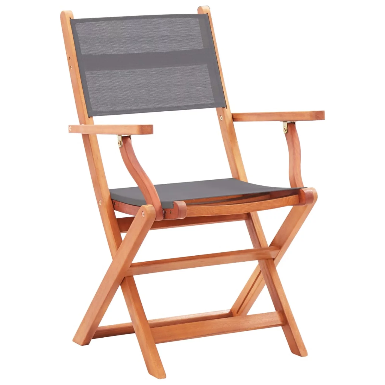 ikayaa Folding Patio Chairs 2 pcs Solid Eucalyptus Wood&Textilene