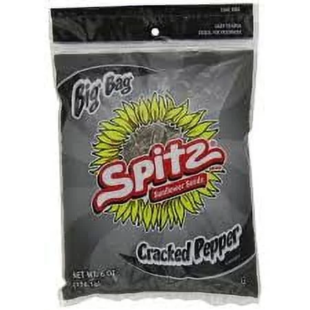 Spitz Cracked Pepper Sunflower Seeds 6 oz Resealable Big Bag (Pack of 4)