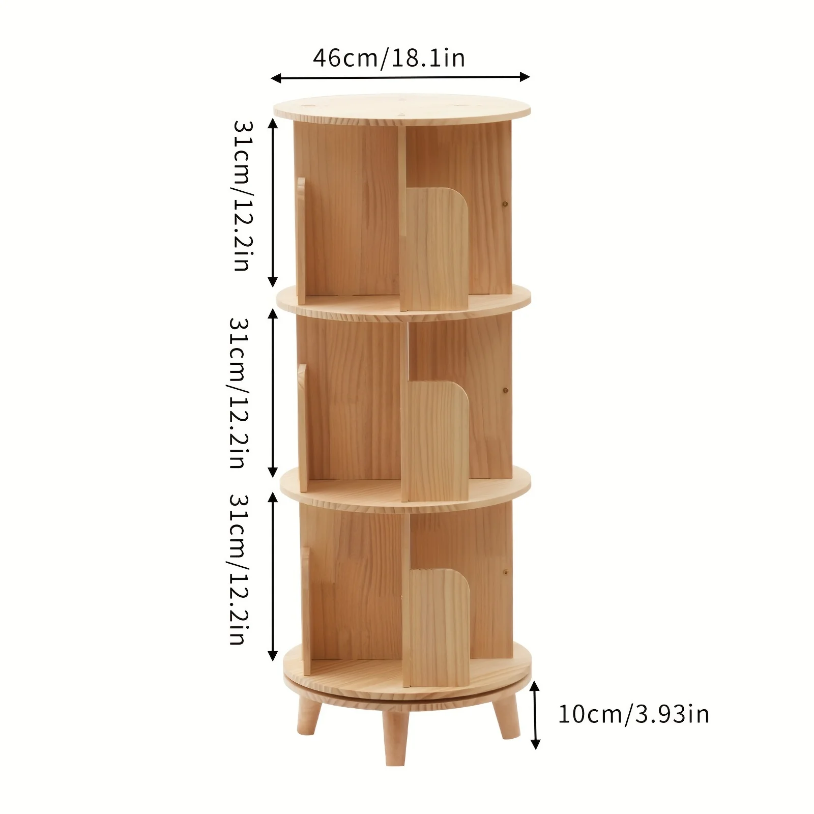 360° Rotating Bookshelf - Space-Saving Floor Stand Bookcase, Display Rack for Office & School - Corner Design Ideal for Small Areas