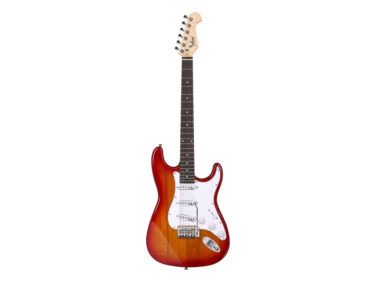Monoprice Cali DLX Plus Solid Ash Electric Guitar - Cherry Burst, With Gig Bag, Ash Body, Maple Neck, Professionally Set-up in the US - Indio Series
