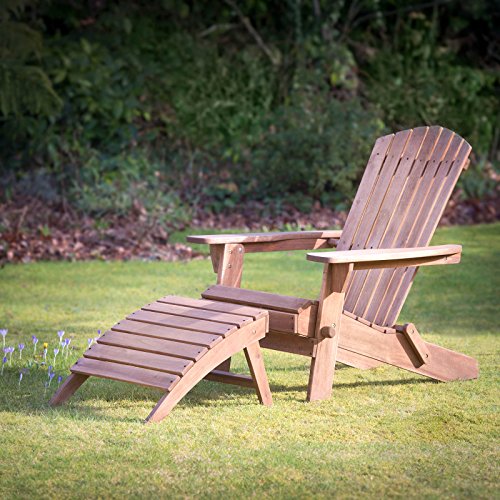 Plant Theatre Outdoor Footstool - Acacia Wood Outdoor Ottoman Foot Rest - Adirondack Furniture for Patio, Backyard, Balcony, Deck