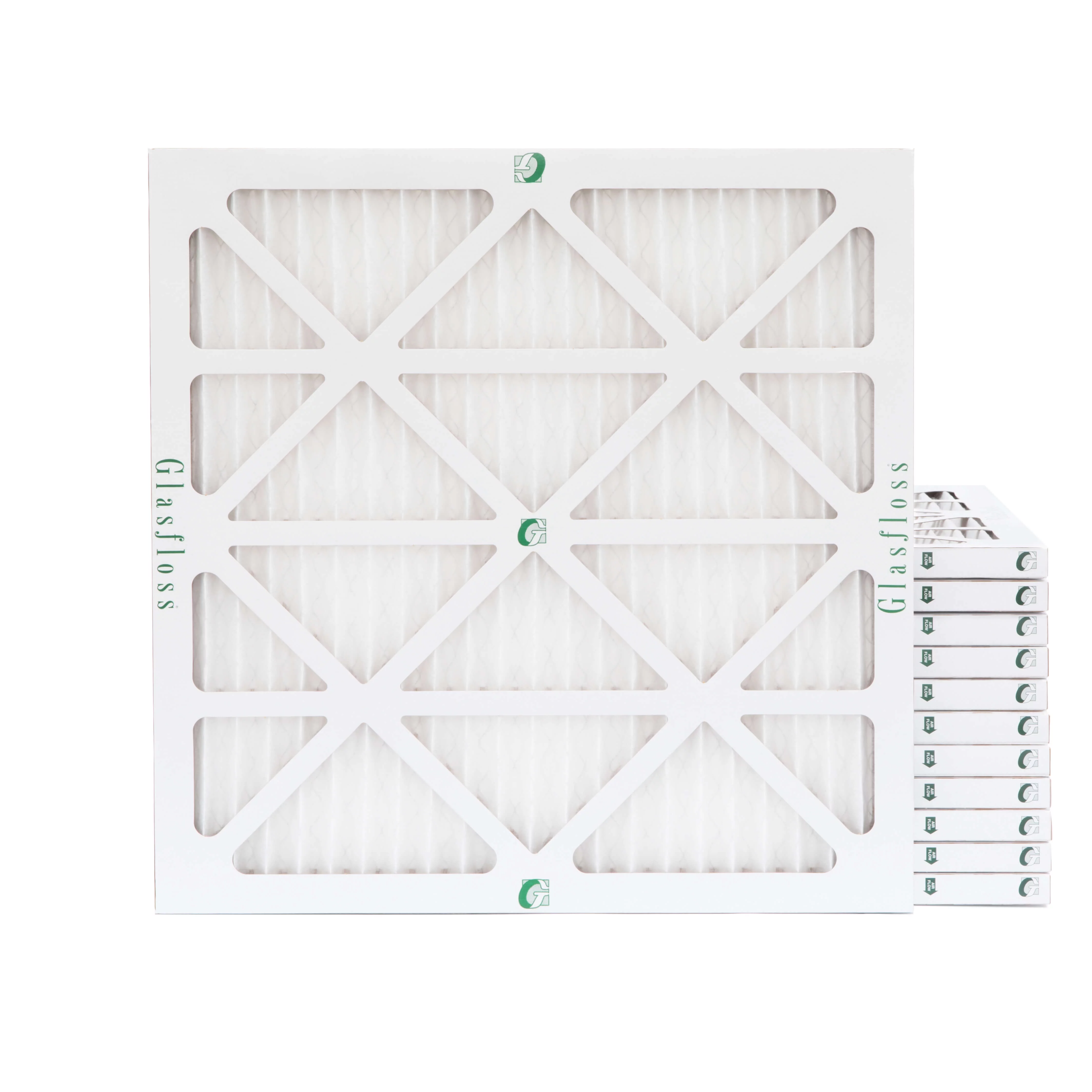 12 Pack of 25x25x1 MERV 13 Pleated Air Filters by Glasfloss. Actual Size: 24-1/2 x 24-1/2 x 7/8