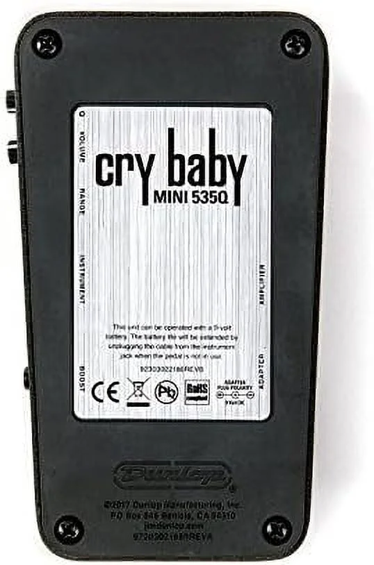 Dunlop CBM535Q Cry Baby Q Mini Wah Effects Pedal Bundle With Dunlop ECB-003 9-Volt Adapter