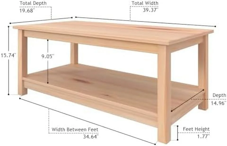 ZFGSUIJN Solid Wood Coffee Table (Unfinished)