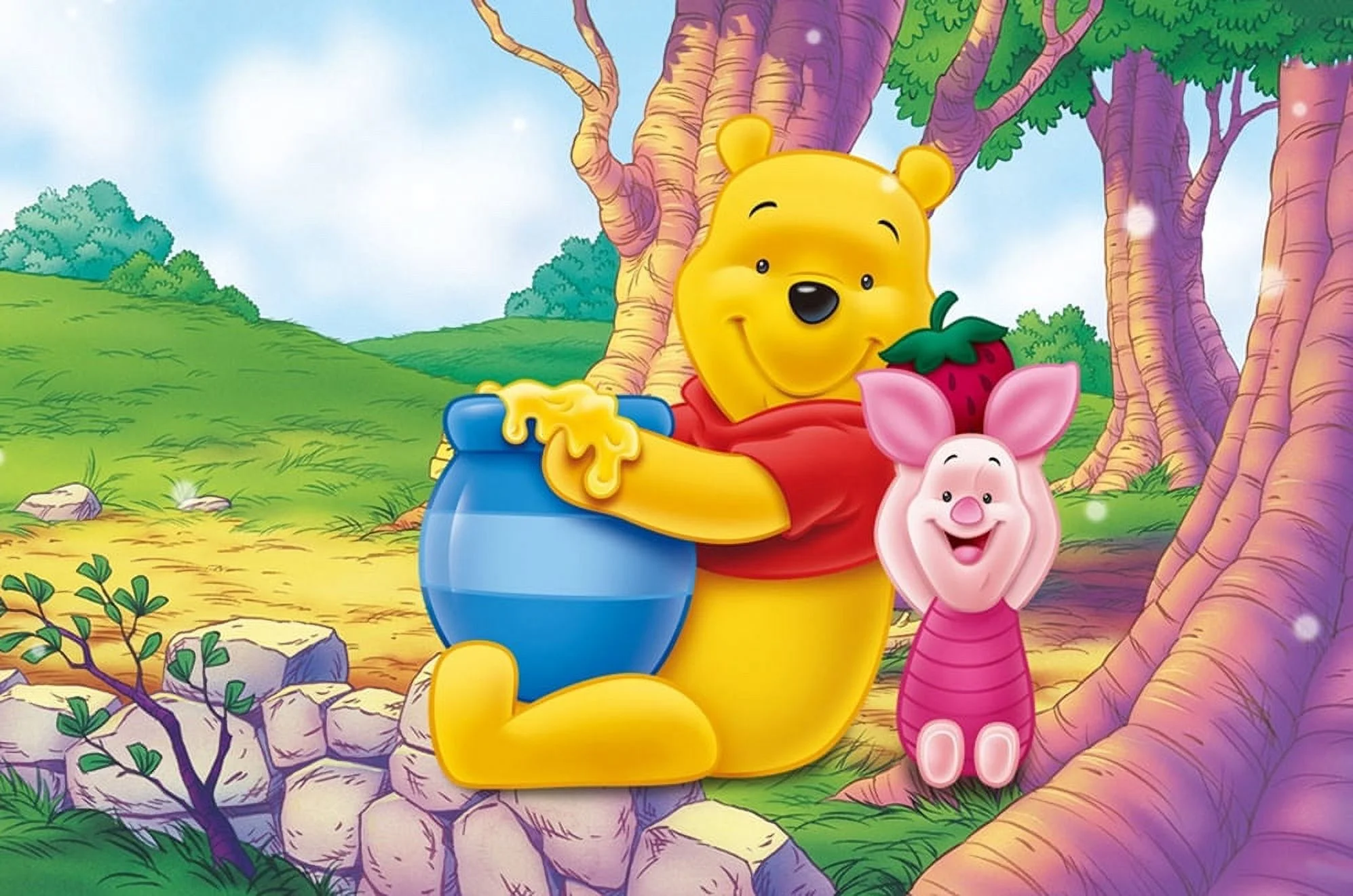 DIY 5D Diamond Painting Kit for Adult Kids Beginner, Winnie-the-Pooh Full Drill Round Diamond Embroidery Arts Painting by Number Kit for Relaxation, Home Wall Decor Gift 12x16 inch