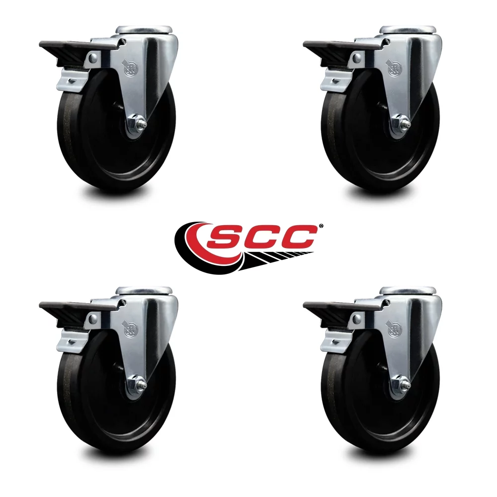 Phenolic Swivel Bolt Hole Caster Set of 4 w/5