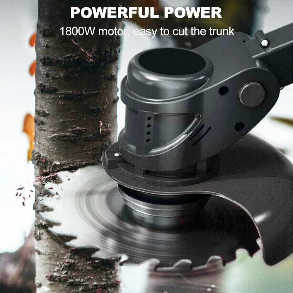 JLLOM Electric Weed Lawn Eater Edger Grass String Trimmer Cutter 2 Battery 1 Charger