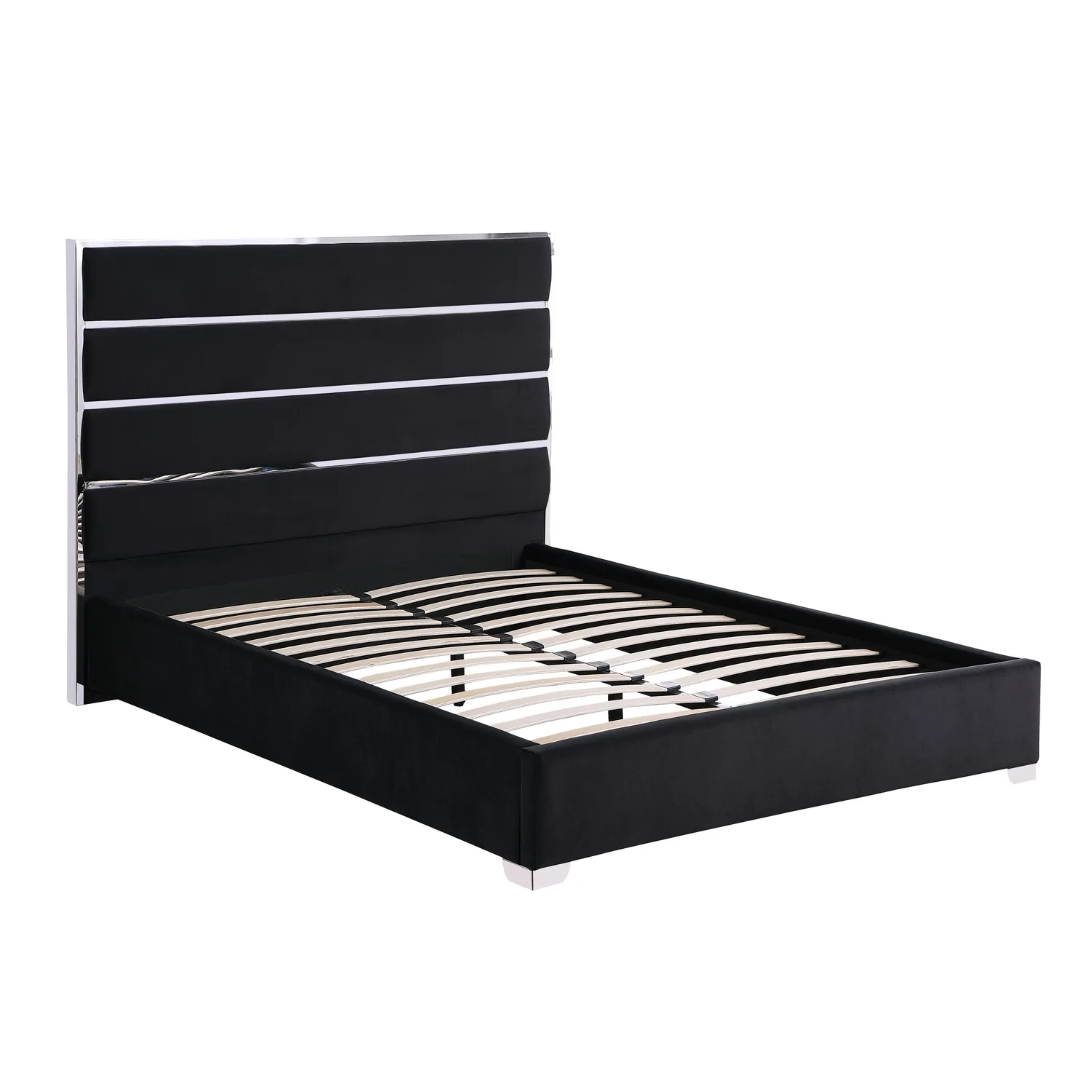 Josephine Velvet Upholstered Cali King Platform Bed in Black