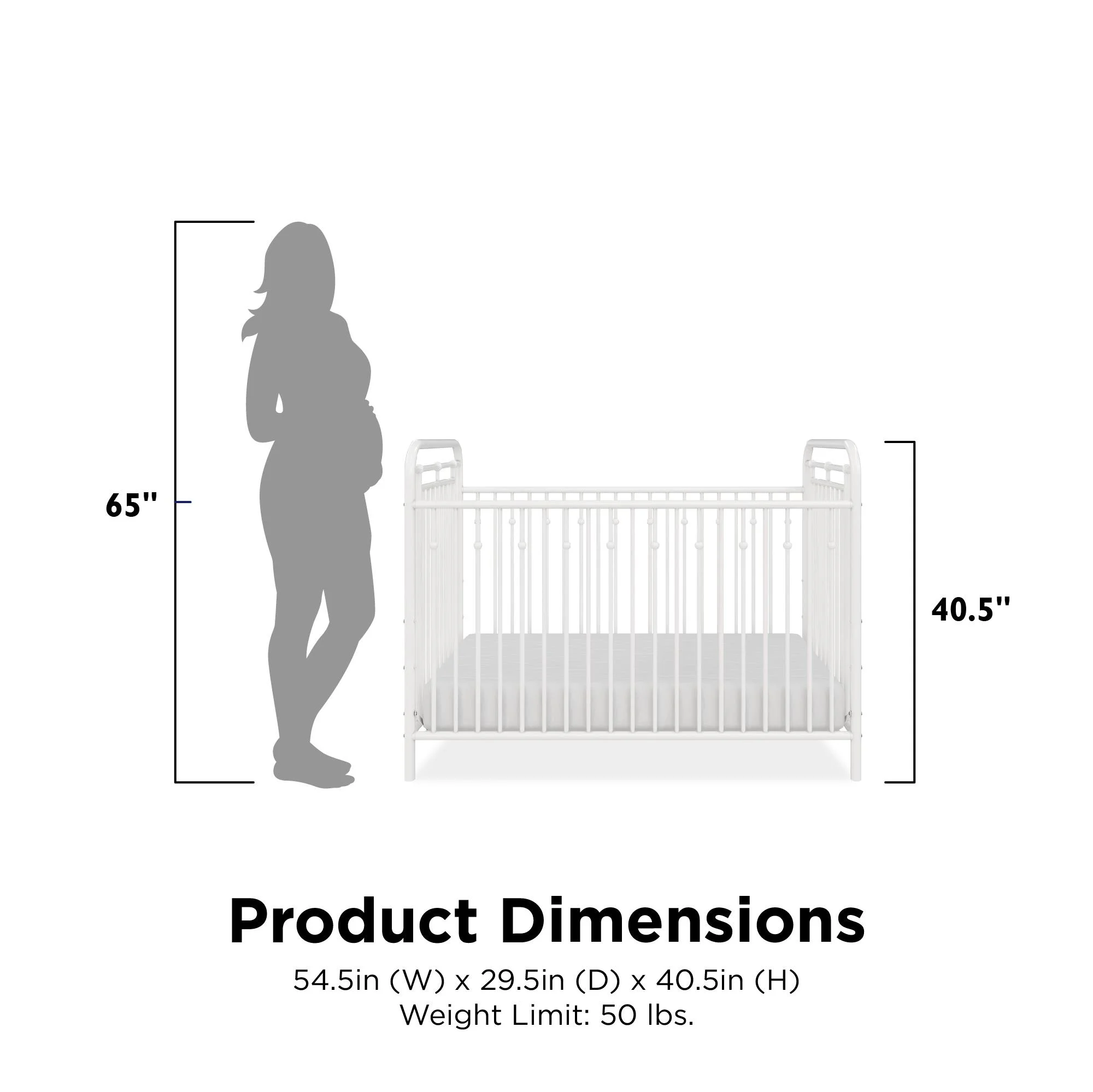 Little Seeds Monarch Hill Hawken Metal Crib, Nursery Furniture, White