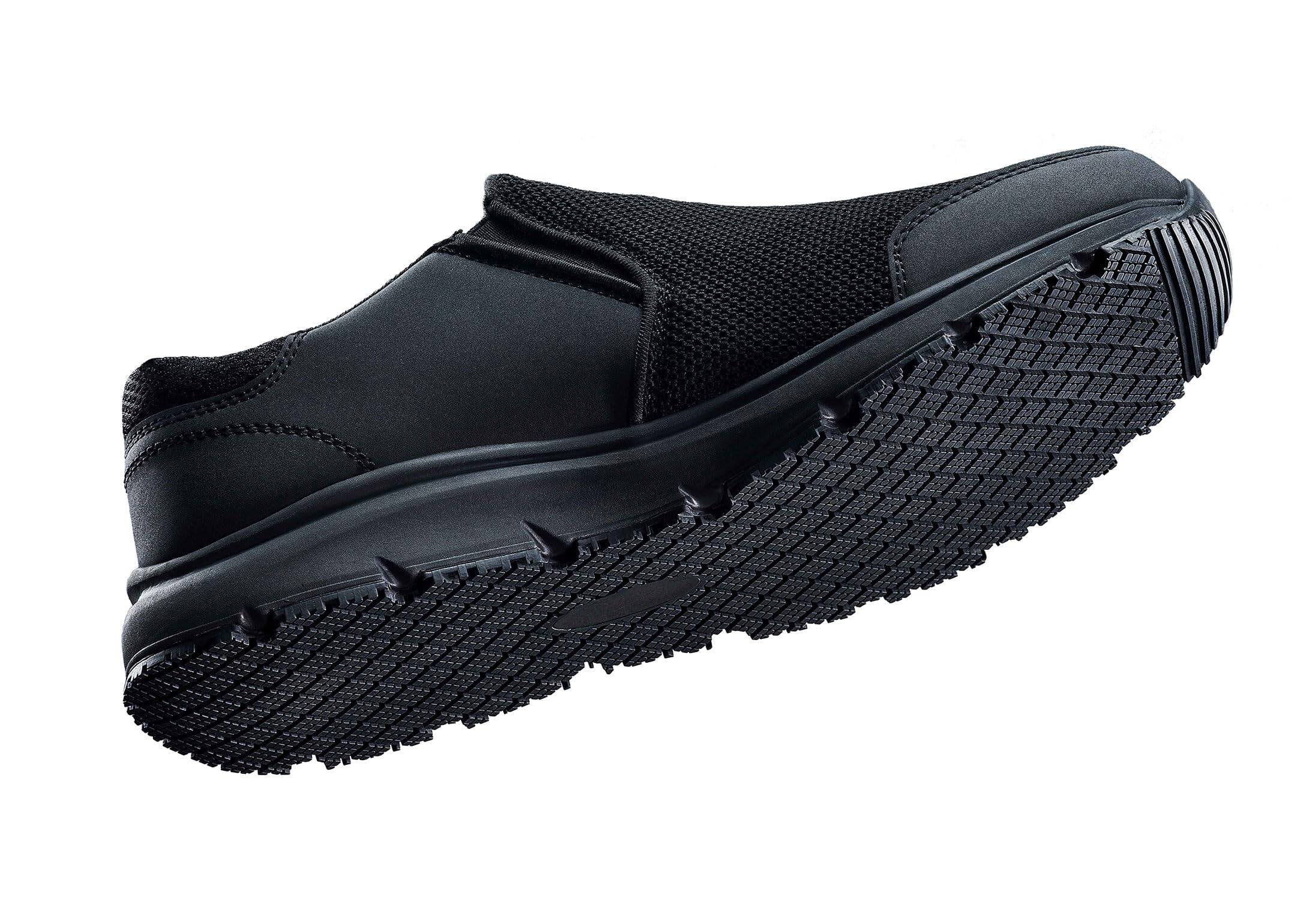 Furuian Waterproof Slip Resistant Work Shoes for Men Food Service Non Slip Shoes Water Resistant Comfortable Slip On Chef Kitchen Restaurant Shoes Black