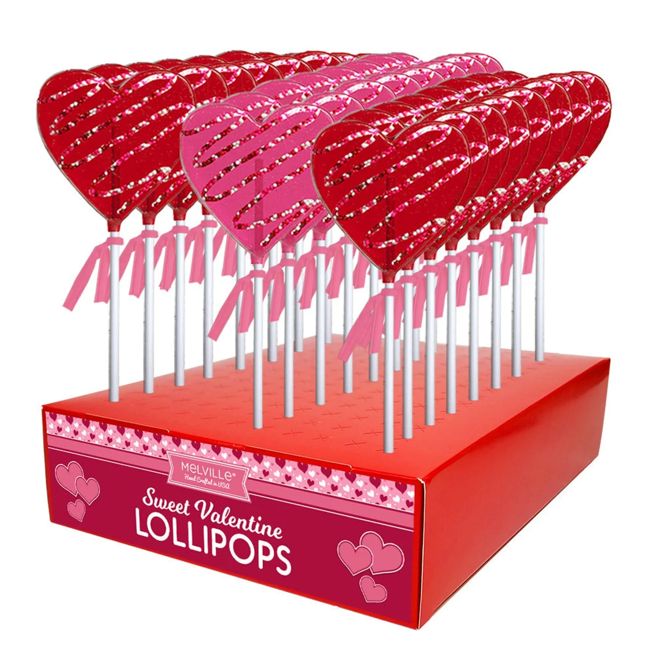 Melville Valentines Day Chocolate Drizzled Heart Lollipops - 4 Pops, 2 of Each