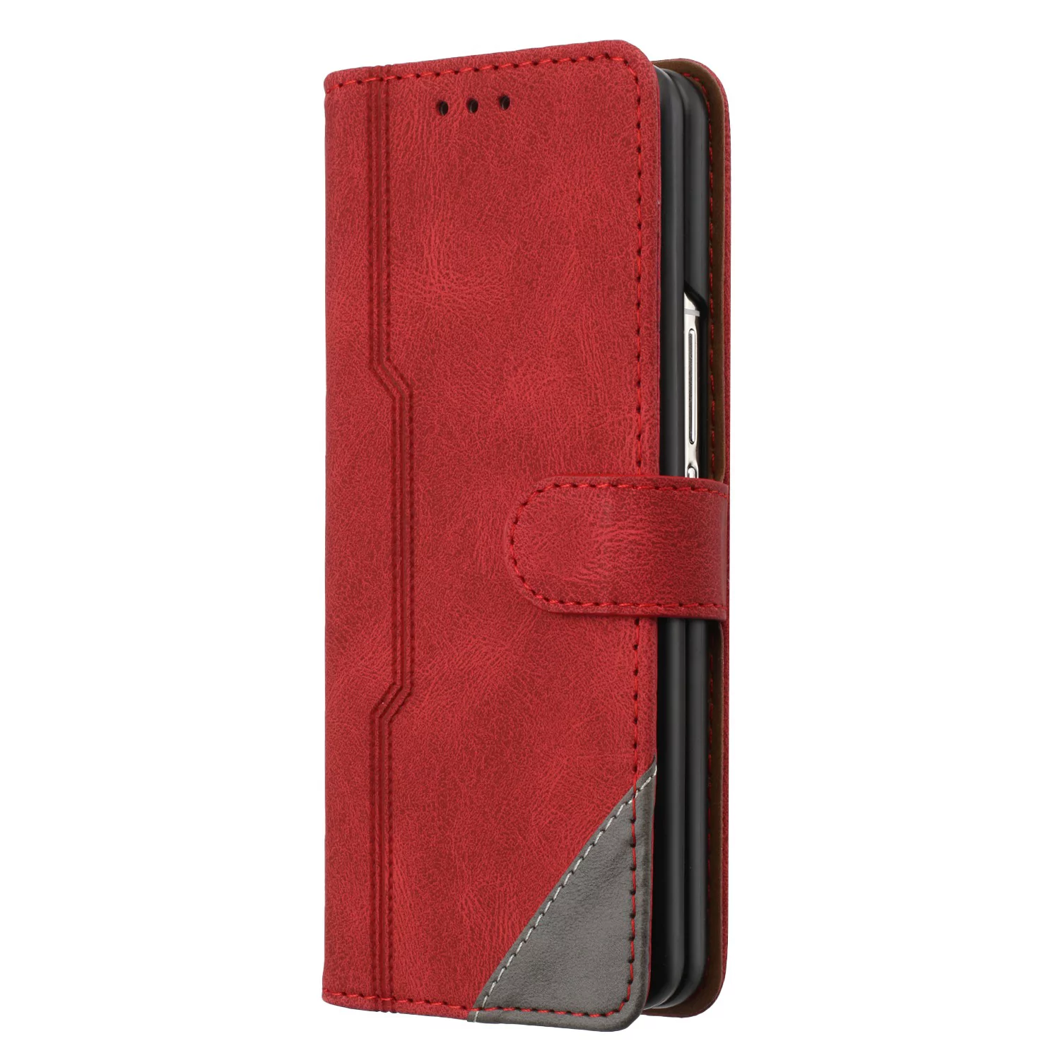 SaniMore Wallet Case for Samsung Galaxy Z Fold 3, Magnetic Clasp PU Leather Stand [RFID Blocking] Card Slot Flip Folio Cover with Folding Kickstand TPU Shockproof Interior Cover, Red