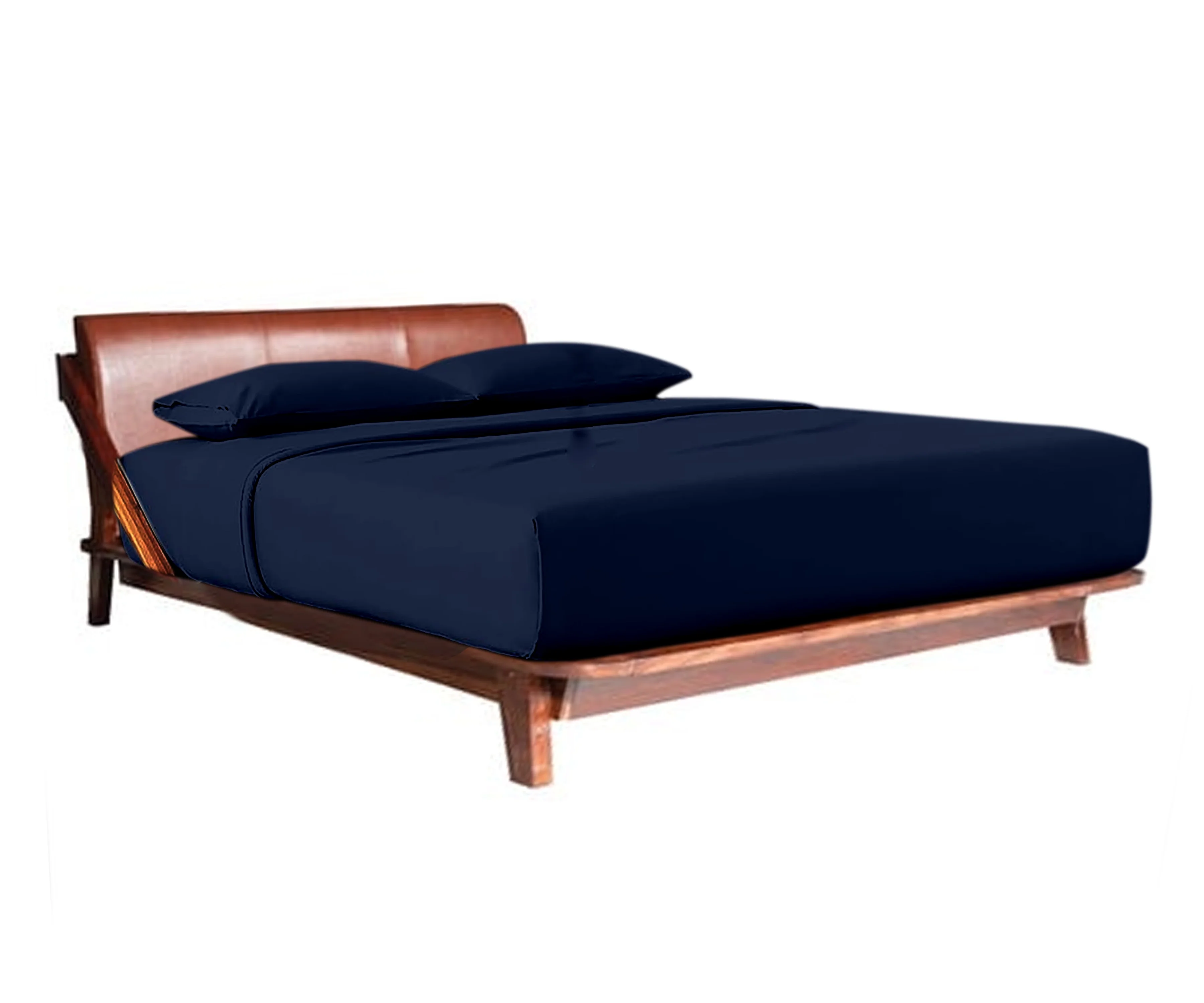 VEGAS HOTEL COLLECTION Bed Sheets 100% Egyptian Cotton 400 Thread Count 4 Piece { Navy Blue, Solid } Sheet Set Fits Up to 16-18