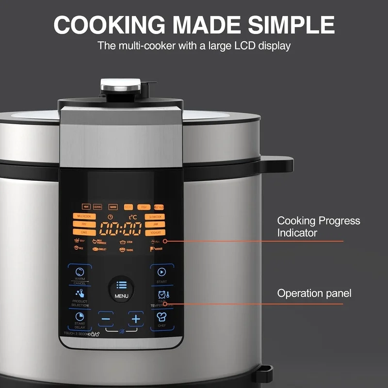 VBGK Electric Pressure Cooker 6.34QT, 14-in-1 Electric Multi-Cooker Slow Cooker Rice Cooker Steamer Yogurt Maker Warmer & Sterilizer, 1000W Stainless Steel