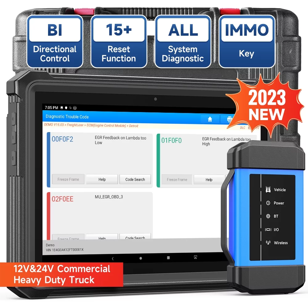 LAUNCH X-431 V+ HDIII Automotive Bidirectional Diagnostic Scan Tool Heavy Duty Diesel Truck Scanner HD OBD OBD2 Scanner 15+ Services, VAG Guide,AutoAuth for FCA SGW,12V 24V Vehicle Automobile Scanner