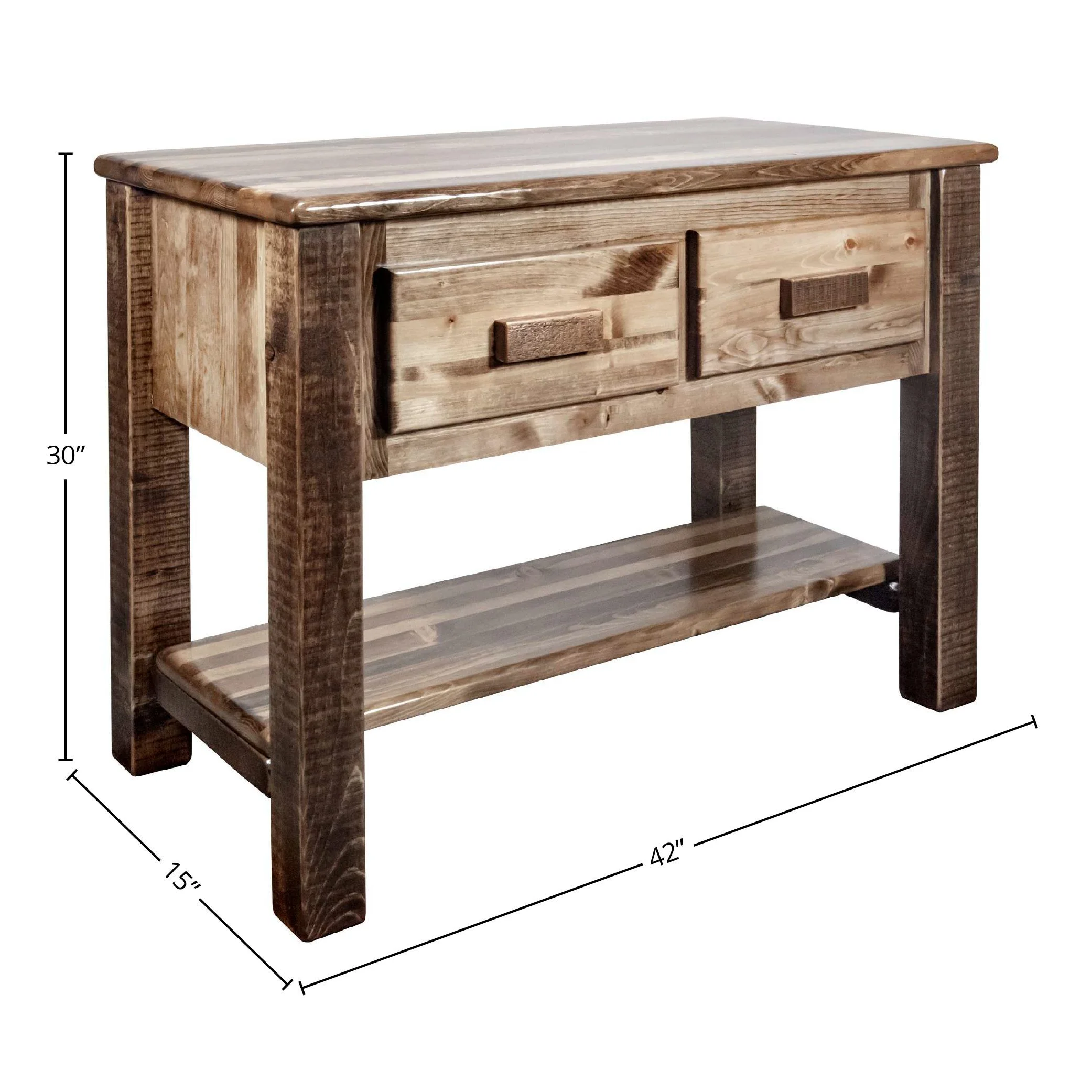 Homestead Collection Console Table w/ 2 Drawers, Stain & Clear Lacquer Finish