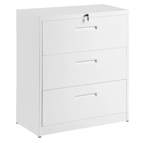 Wulawindy Lateral File Cabinet Lockable Heavy Duty Metal 3 Drawer File Cabinet