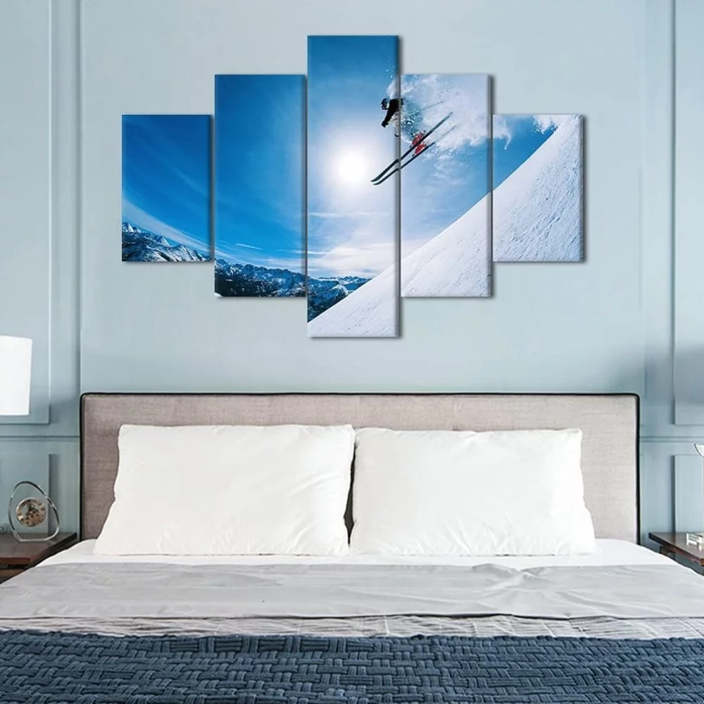 TISHIRON 5PCS Framed Sports Theme Canvas Wall Art Set,60