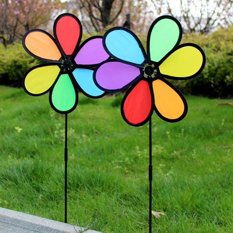 JETTINGBUY New Colorful Rainbow Dazy Flower Spinner Wind Windmill Garden Yard Outdoor Decor,2PCS