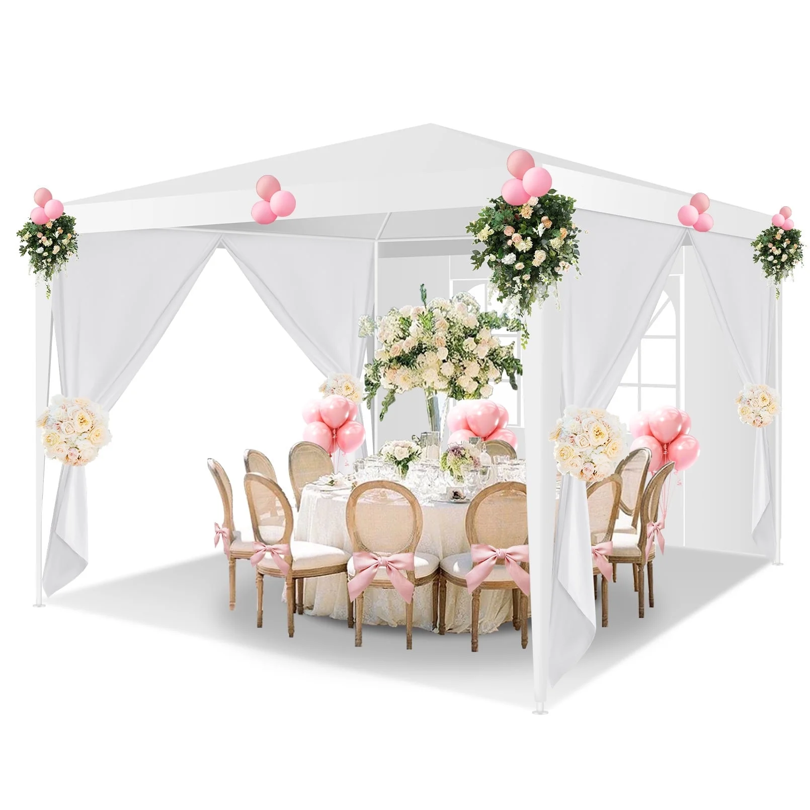SANOPY 10x10 Canopy Tents for Parties with 4 Removable Sidewalls, Waterproof Outdoor Tent for Weddings and Events, White