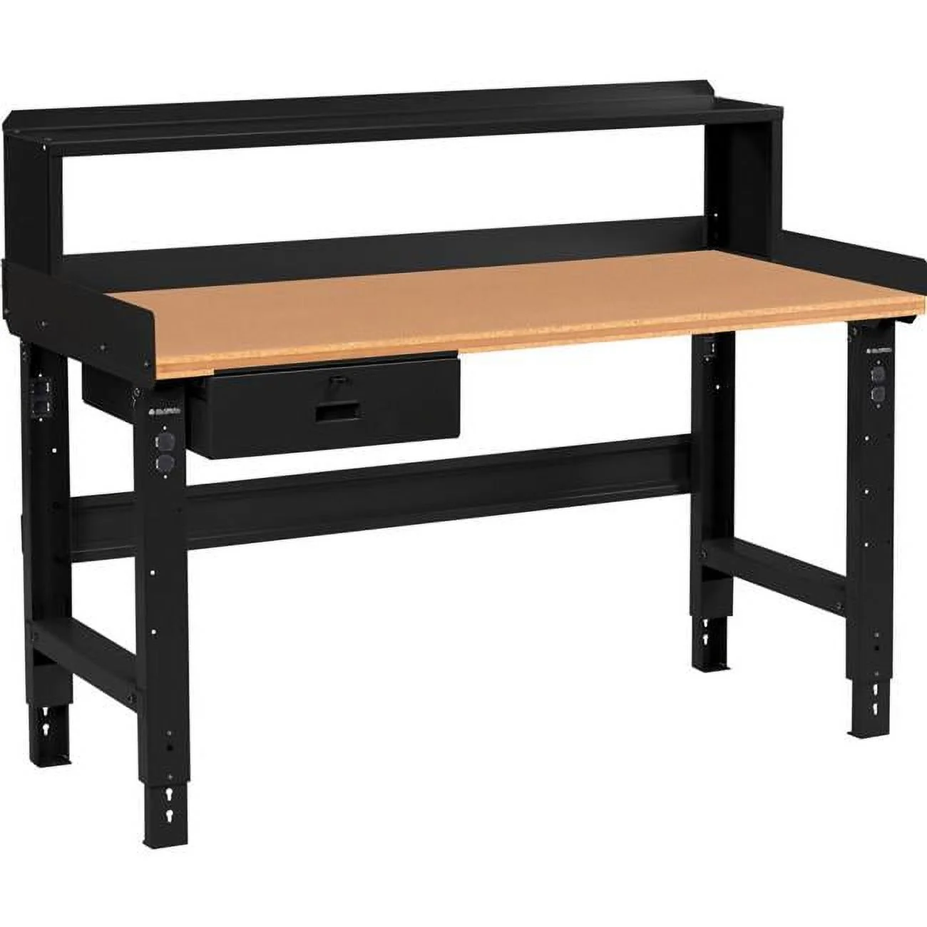 Adjustable Height Workbench with Drawer & Riser, Black - 48 x 30 in.