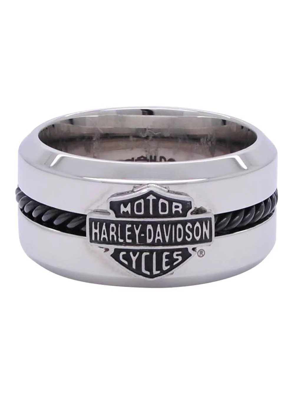 Harley-Davidson Men's Black Stainless Steel Wire Bar & Shield Ring HSR0032 (13), Harley Davidson