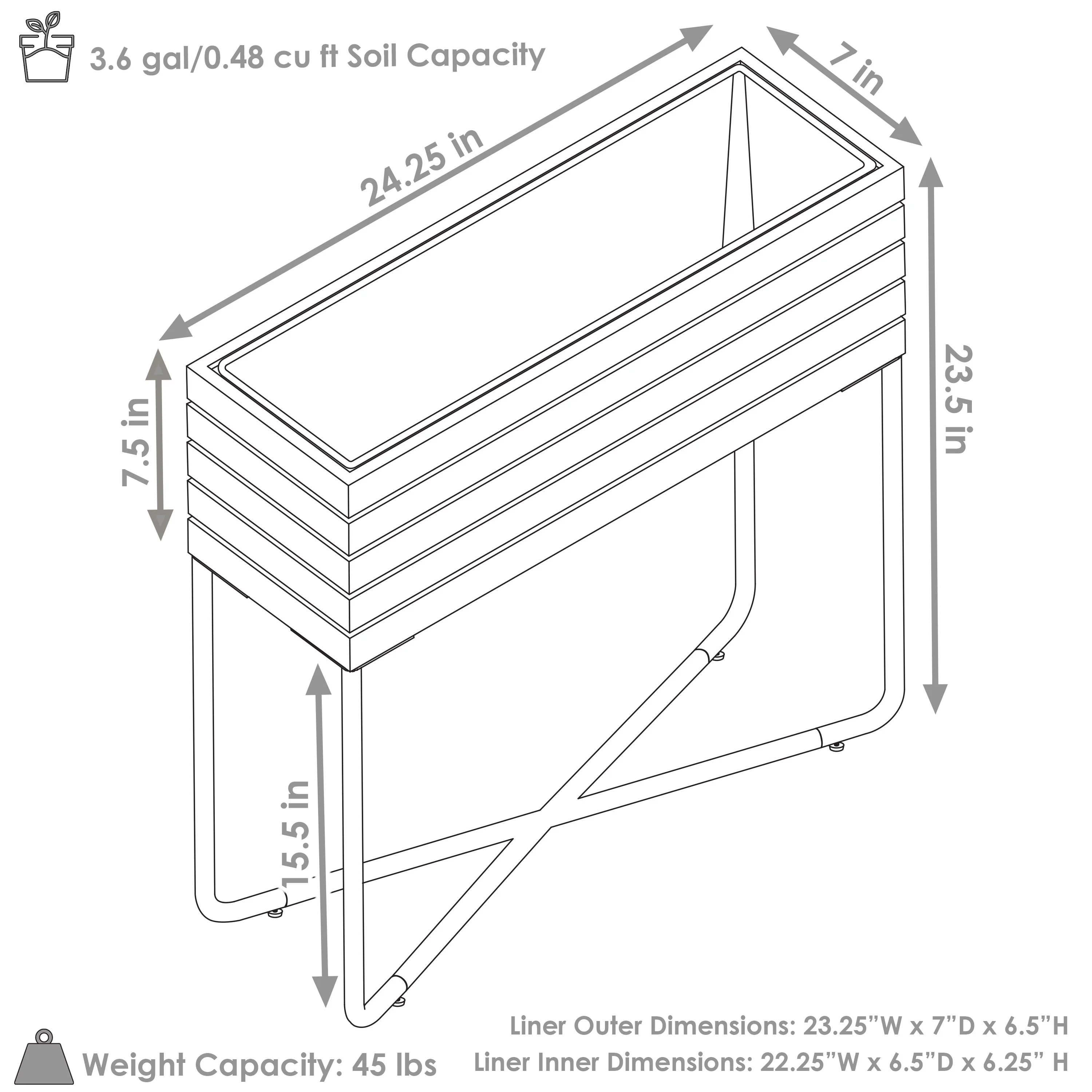Sunnydaze Slatted Acacia Wood Raised Garden Bed with Legs with Oil-Stained Finish - 23.5