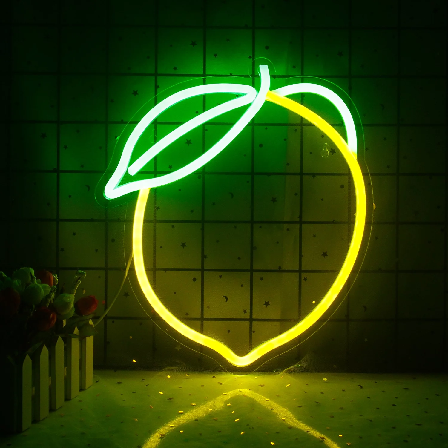 Wanxing Lemon LED Neon Light Signs USB Power for Fruit Shop Restaurant Home Bedroom Birthday Party Bar Wall Decoration