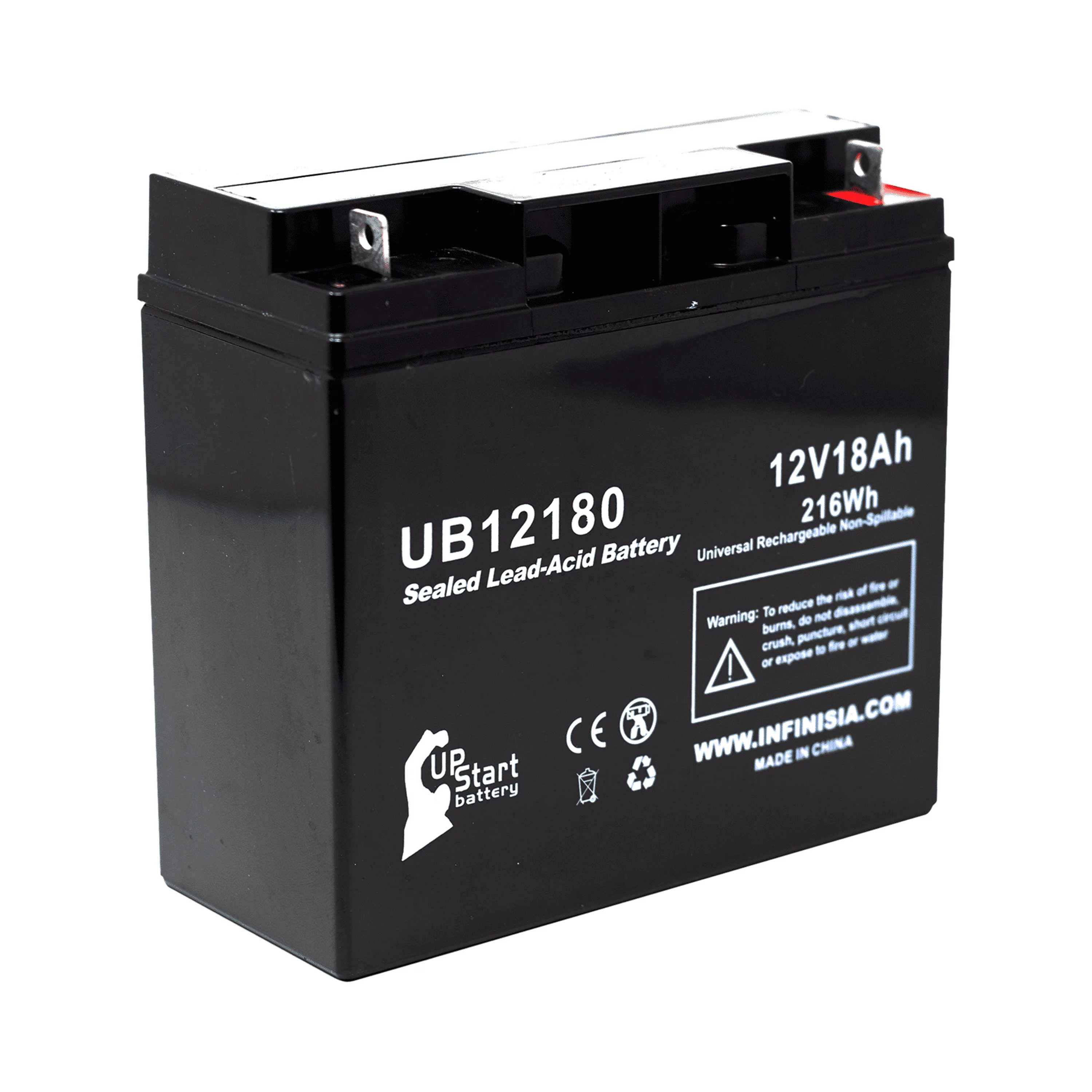 Compatible Golden Technology Alante Jr Battery - Replacement UB12180 Universal Sealed Lead Acid Battery (12V, 18Ah, 18000mAh, T4 Terminal, AGM, SLA)