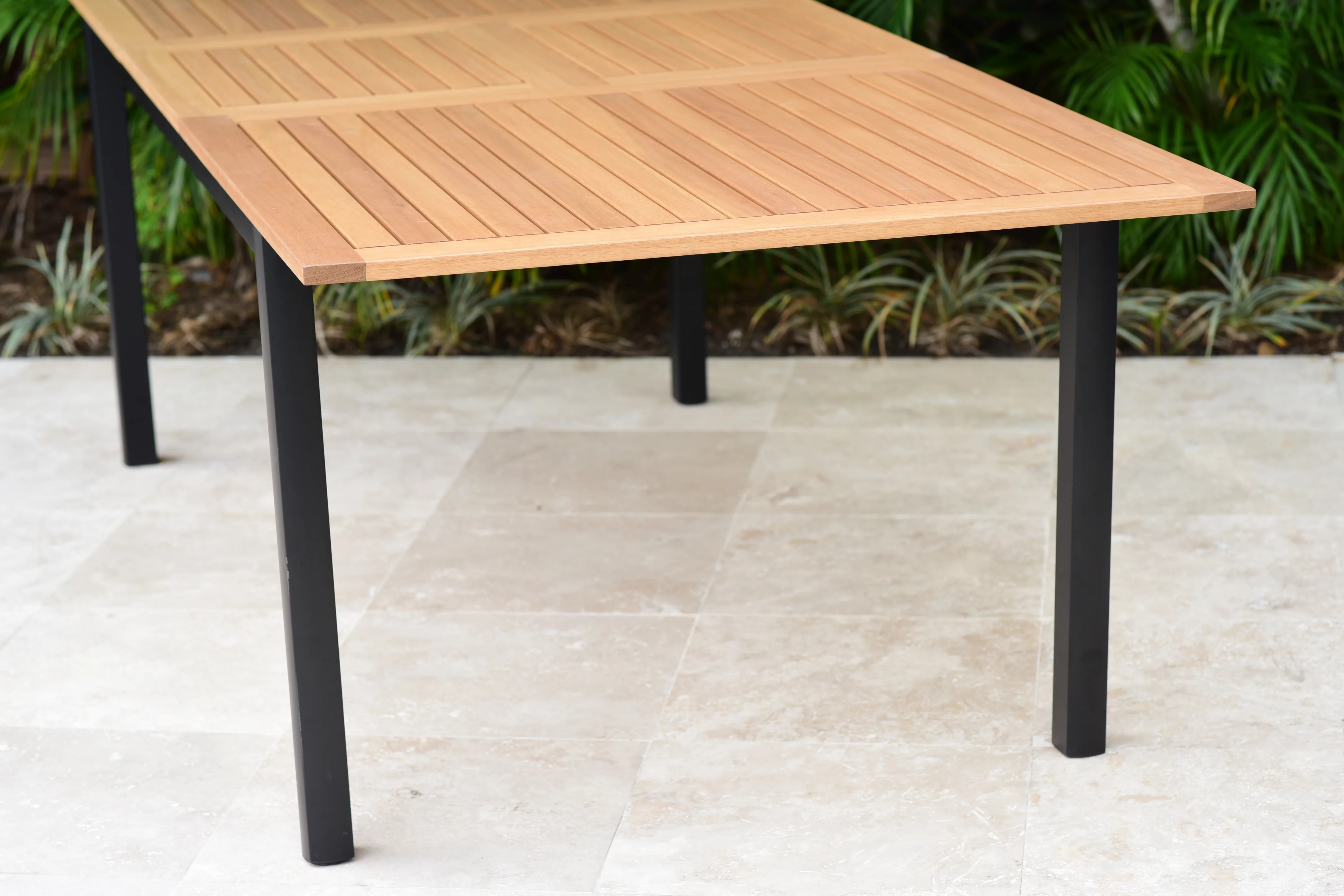 Amazonia Loches Teak Finish & Aluminum 5 Pieces Extendable Rectangular Patio Dining Set